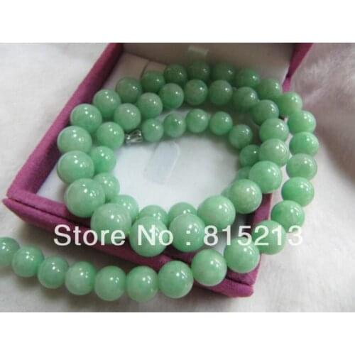Jewelry Free Shipping Offer Certificate 100% Natural A Grade Green (Jadeite) Bead Necklace