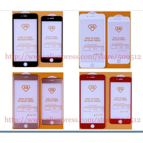 100pcs News 9H 5D Full Cover Glass Films for iphone 6 7 6s plus glass Film curved Tempered Glass Screen Protector by DHL EMS