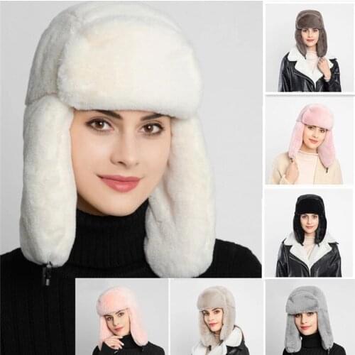 Womens Earcuff Hats Winter Warm Earmuffs Thicken Ear-flapped Hat Female Faux Fur Bomber Hats Fashion New 7 Colors Bomber