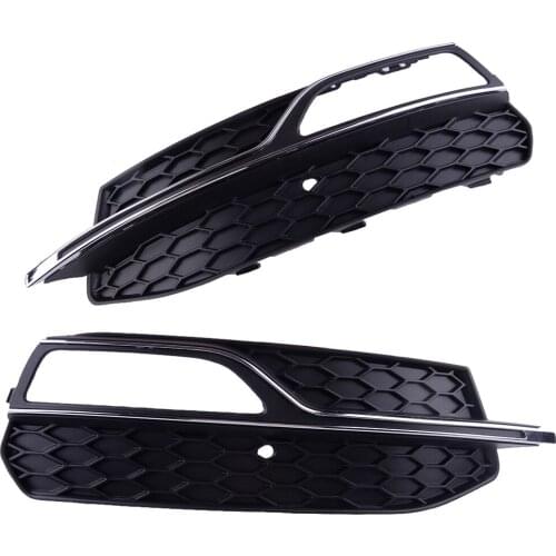 1 Pair Bumper Lower Fog Light Lamp Grill Grille Cover 8V3807682 8V3807682G 8V3807681 Fit for Audi A3 S3 S-Line 2013 2014-2016