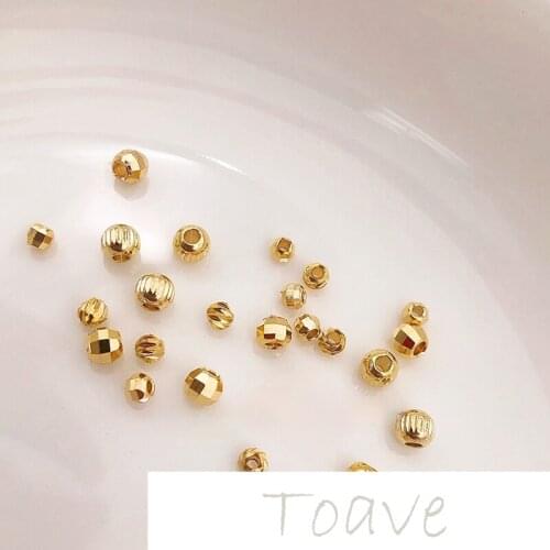18K gold-covered color-preserving beads, cut surface, loose beads, polygonal beads, accessories diy beaded material
