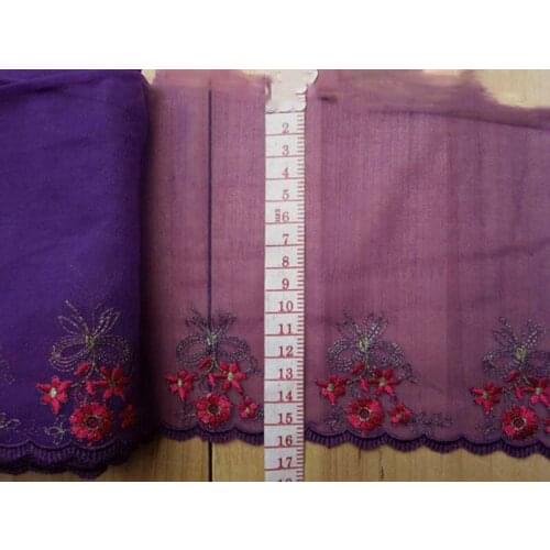 19Yards Mesh Lace Trim Embroidered Purple Red Fabric DIY Craft Sewing Dress Clothing Accessories High Quality