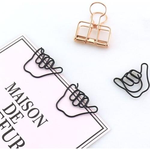 20pcs hand Style black Lovely Folder Message Stationery Creative School Cute escolar H0183 Paper Clip
