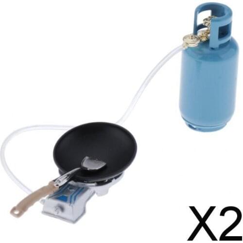 2x12th Miniature Kitchen Gas Tank Stove Wok Shovel Toy Furniture Accessory