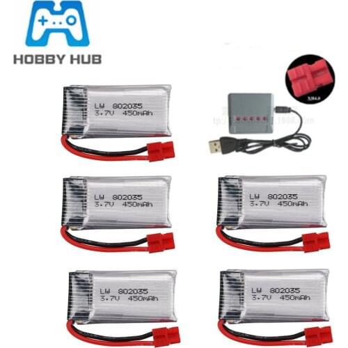 3.7V 450mAh 802035 Lipo Battery + charger For SYMA X15 X5A-1 X15C X15W RC Drone Helicopter Spare Parts 3.7v Rechargeable Battery