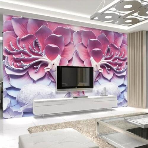 Wellyu Custom wallpaper 3d photo murals sika deer floral 5d embossed living room bedroom background wall painting 8d wallpaper