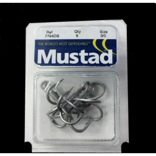 4packs/lot Mustad treble hooks sea fishing hooks 7794-ds # 3 x Bold 3 x strengthen DACROMET treated seawater resistant hooks