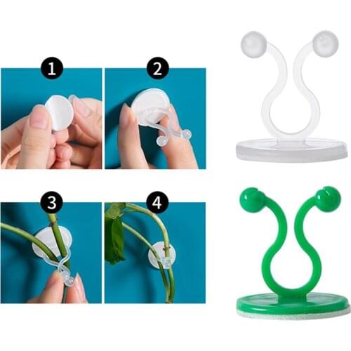 50pcs/set Adhesive Plant Climbing Wall Fixture Clip Invisible Vine Support Cable Wire Type Holder Resin Sticky Hook White/Green