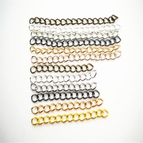 50pcs/pack Bracelet Necklace Extension Chain 5cm 7cm Iron Tail Chain Plating Gold Silver Ancient Blue Gun Black Kc Gold