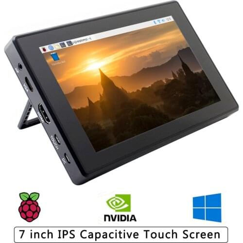 7 inch Raspberry Pi 4B/3B+/3B Touch Screen 1024 x 600 IPS LCD Display with Case Holder OSD Menu compatible Jetson Nano PC Laptop