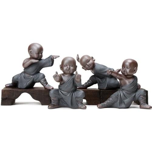 Tea Ceremony Accessories Kung Fu Kid Tea Favor Black Gold Sand Boutique Tea Pet Ornaments Ceramic Home Decor Study Decoration