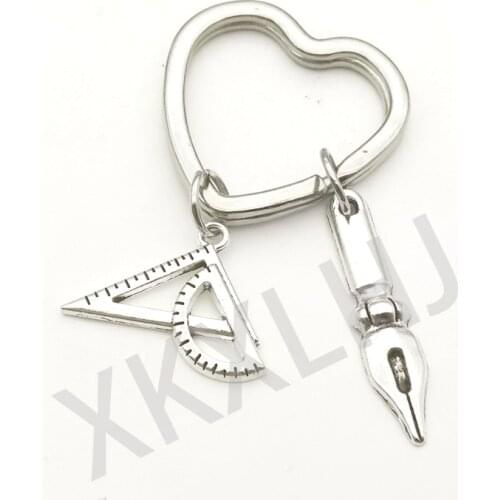 1PCS Heart-shaped Keychain Engineering Inspirational Teachers Day Gift Men and Women Keyring Pen Pendant Charm Bag