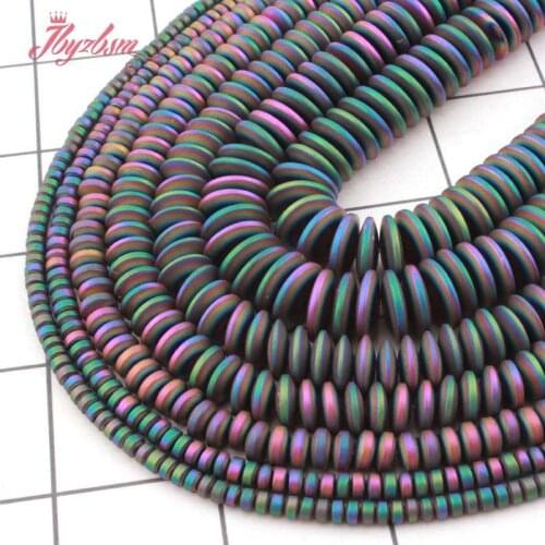 Natural Hematite Frost Multicolor Heishi 2x4/3x6/3x8mm Stone Beads For Jewelry Making Women DIY Necklace Bracelet Strand 15"