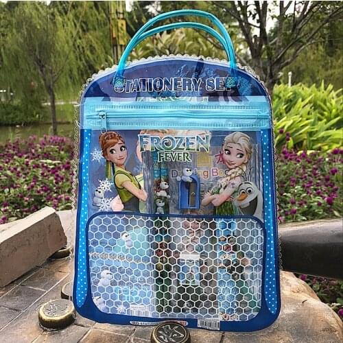 Disney 7pcs/set Frozen Pencil case+ruler+pencil+eraser+Booklet+Pencil sharpener stationery Childrens Day gift School supplies