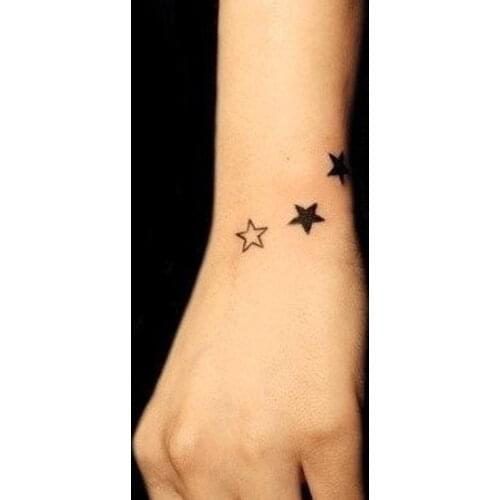 Black Five-pointed Star Temporary Tattoo Cartoon Kids Girl Tatoo Hand Waterproof Ear Tattoos Stickers Men Body Arm Finger Art
