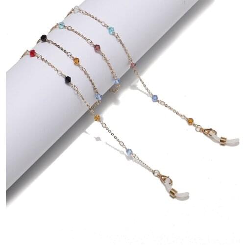 Handmade Colorful Crystal Glasses Strap Mask Lanyard Fashion Sunglasses Chain Necklace Rope
