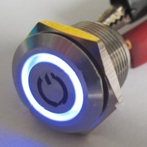 ELEWIND 16mm shorter power symbol ring illuminated push button(PM161F-10E/J/B/12V/S with power symbo)