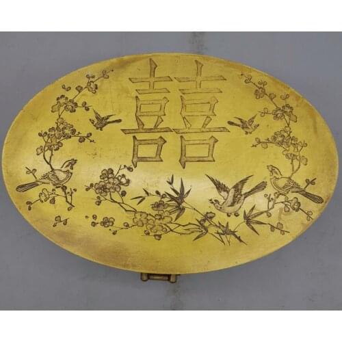 China brass archaize magpies Jewelry box crafts statue
