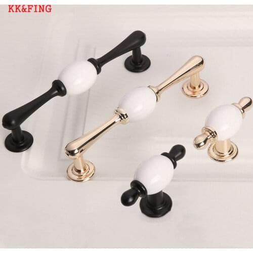 KK&FING European fashion White ceramic Cabinet Door Handles Drawer Knobs Kitchen Cupboard Wardrobe Door Pulls Furniture hardware