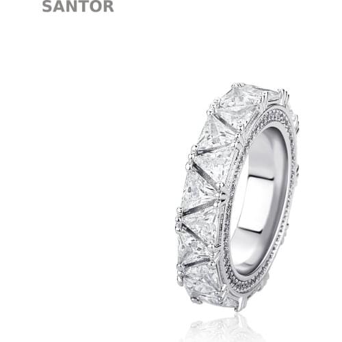 1 Row CZ Solitaire Ring For Men/Women Gold/Silver Color Iced Out Charm Round Triangle Zircon Ring Band Classic Hip Hop Jewelry F