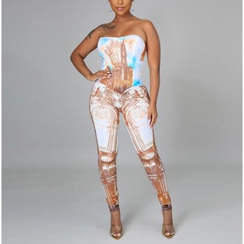 2 Pieces Sets Womens Outfits Summer Sexy Strapless Backless Bodycon High Waist Tops & Pencil Pants Matching Sets Retro Clothes