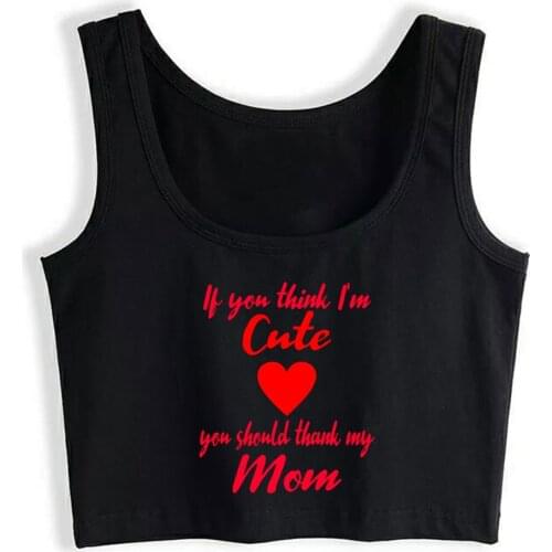 Crop Top Female Family Mom Mommy Mothers Day Gift Idea Birthday Humor Black Print Tops Women