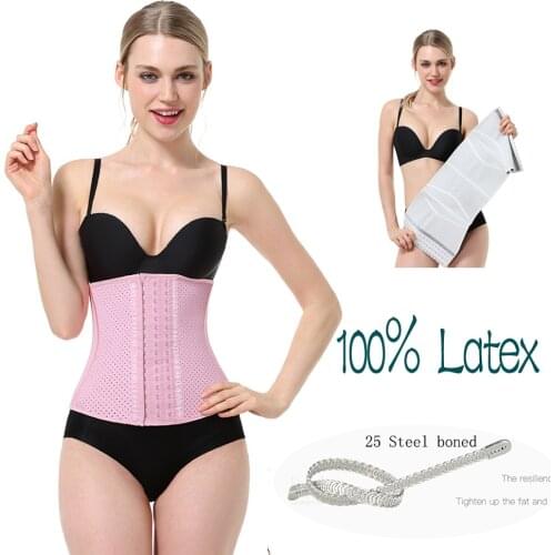Latex Waist Trainer 25 PCS Steel Bone Breathable Corset Belly Slim Belt Tummy Body Shapers Modeling Strap Slimming Waist Cincher