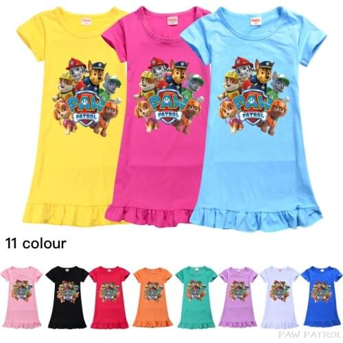 New Paw Patrol Summer Girl Pajamas Dress For Kids Teenager Night Dress 2-15 years Baby Nightdress
