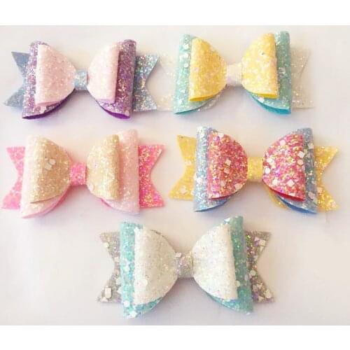 10pcs/lot Sweet Splicing Color Princess Hair Bows Sparkly Glitter Hair Clips Sequins Hairpin Handmade Party Hair Accessories