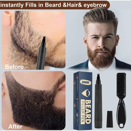 2pcs Beard Filling Pen Kit Men Waterproof Mustache Pencil Filler Shaping Grooming Barber Salon Facial Hair Styling Eyebrow Tools