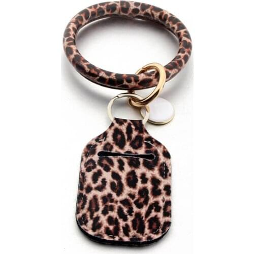 ZWPON Neoprene Sanitizer Holder Keychain Disc Leather Bangles for Women Tassel Sunflower Wristband Key Rings Jewelry Wholesale