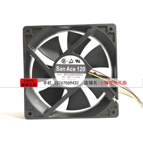 Original SanAce 120 12025 12cm 9G1228G4H03 28V 0.43A copier inverter chassis cooling fan