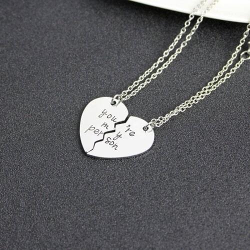The New "You Are My Perpson" popular Stitching Heart Pendant Necklace Fashion Style Gray Anatomy Couple Love Lady Gift Wholesale