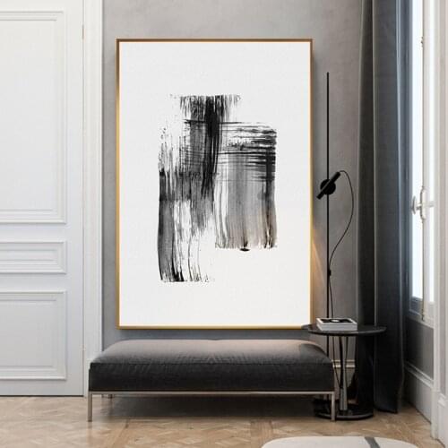 Japanese Style Black and White Poster Print Splashing Ink Canvas Painting Minimalist Wall Art Poster for Living Room Decoration