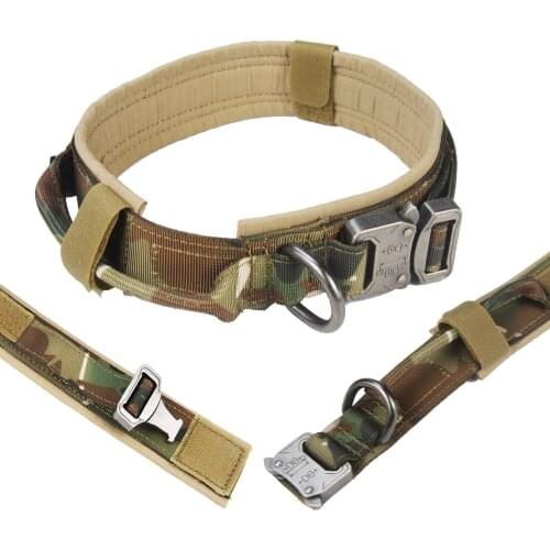Durable Tactical Dog Collar Adjustable Nylon Military Dog Collar Leash For Medium Large Dogs K9 German Shepherd Training Hunting