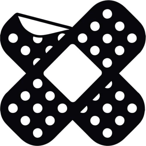 12*12CM Fashion BAND AID Crossed Bent Corner JDM Car-styling Decal Car Sticker Black/Silver Vinyl S8-1453