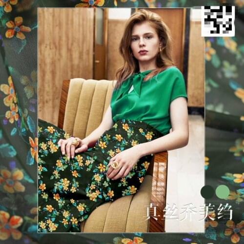 Floral silk Qiaomei crepe digital printing silk fabric mulberry silk cloth clothing dress spring and summer