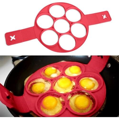 7 Holes Pancake Silicone Mold Circular Fried Egg Molds Nonstick Flip Pancake Maker Omelette Egg Forms Rings Cooking Tools