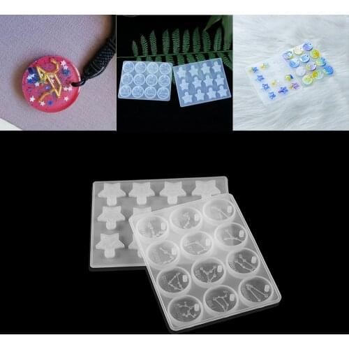 Twelve Constellations Silicone Molds Round Star Astrology Pendant For DIY Resin Epoxy Mold Silicone Jewelry Making Supplies