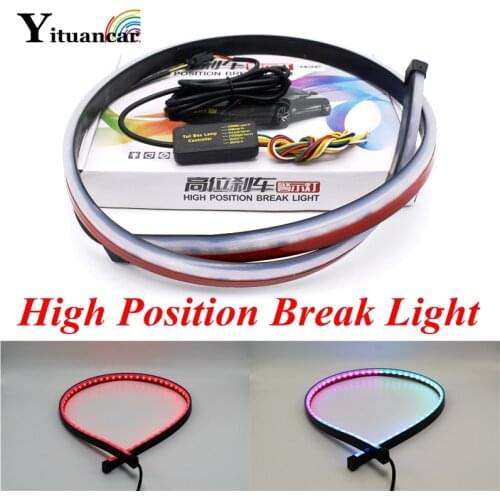 Yituancar 1X 1M RGB LED High Position Break Light Strip Turn Signal Double Flash Car Styling Additional Brake Day Lamp Assembly
