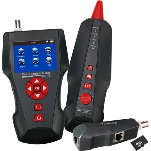 Cable Tester Wire Tracker RJ45 RJ11 BNC Coax Network Digital Cable Length Tester Free TF Card STP/UTP 5E, 6E POE PING
