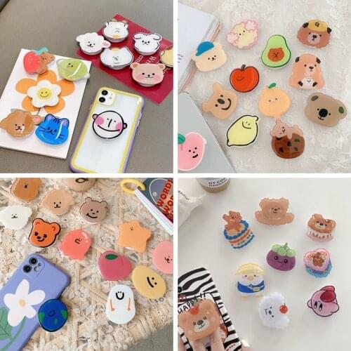 Universal cute ins flower bear Irregular foldable stand holder expanding mobile phone bracket for iPhone Redmi Huawei Samsung