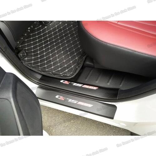 Lsrtw2017 carbon fiber leather car Door Sill Threshold mat Protector Accessories for Changan Cs75 Plus 2020 2021 cs75plus trunk