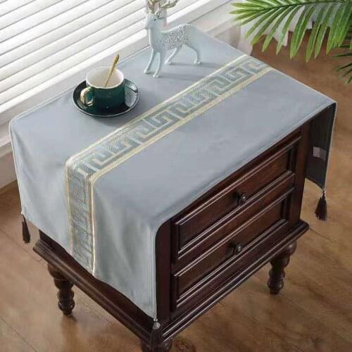 Custom Jacquard Lace Bedside Table Dust Cover Cloth Chinese Velvet Tea Tablecloth Washing machine TV Set Dirt-proof Sets