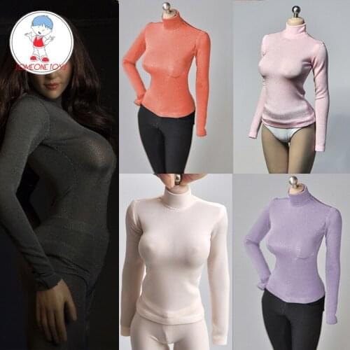 6 Color 1/6 Scale Female Tleneck Shirt High-necked Knit Sweater Elasticity Tops F 12'' Figures Tbleague Action Figure Clothes