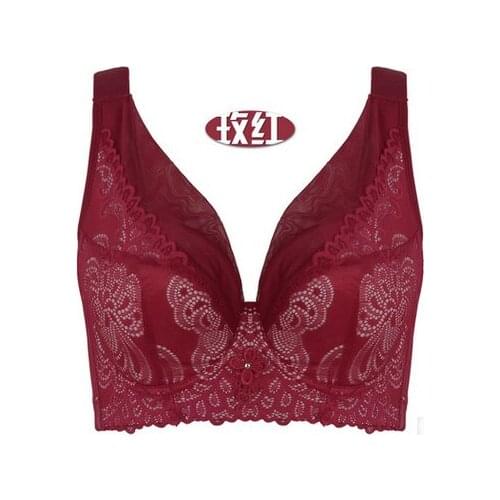 Plus size bra sexy women lace bra big 36 38 40 42 44 46 48 DD E F cup bras push up with lace floral secret lingerie bras C3328