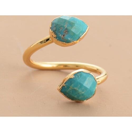 Rings Women High End Gold Color Stone Rings Fashion Party Wedding Rings Girlfriend Gifts Size 7