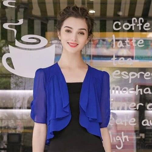 Women Kimono Chiffon Short Cardigan Blouses&shirts Summer Puff Sleeve Casual Sun Protection Clothing Plus Size Tops L-7XL 8XL