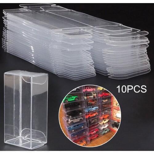 10Pcs PVC Transparent Box Model Toy Car Wheels Dustproof Exhibition Box Clear Gift Box Wedding Favor Party Event Decoration