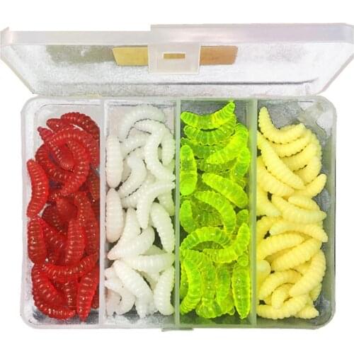 100pcs/lot 4 Colors got Grub Worm Silicon Soft Worm Fishing Baits Pike Fishing Lure Love-youly love